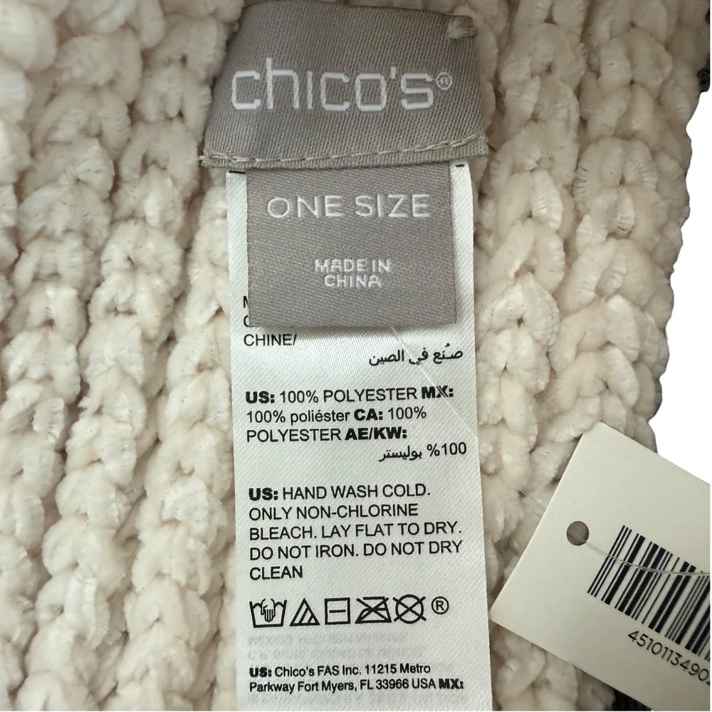 Chicos NWT Cozy Headband Ecru Pearl Embellished‎ Knitted Bow Warm Winter